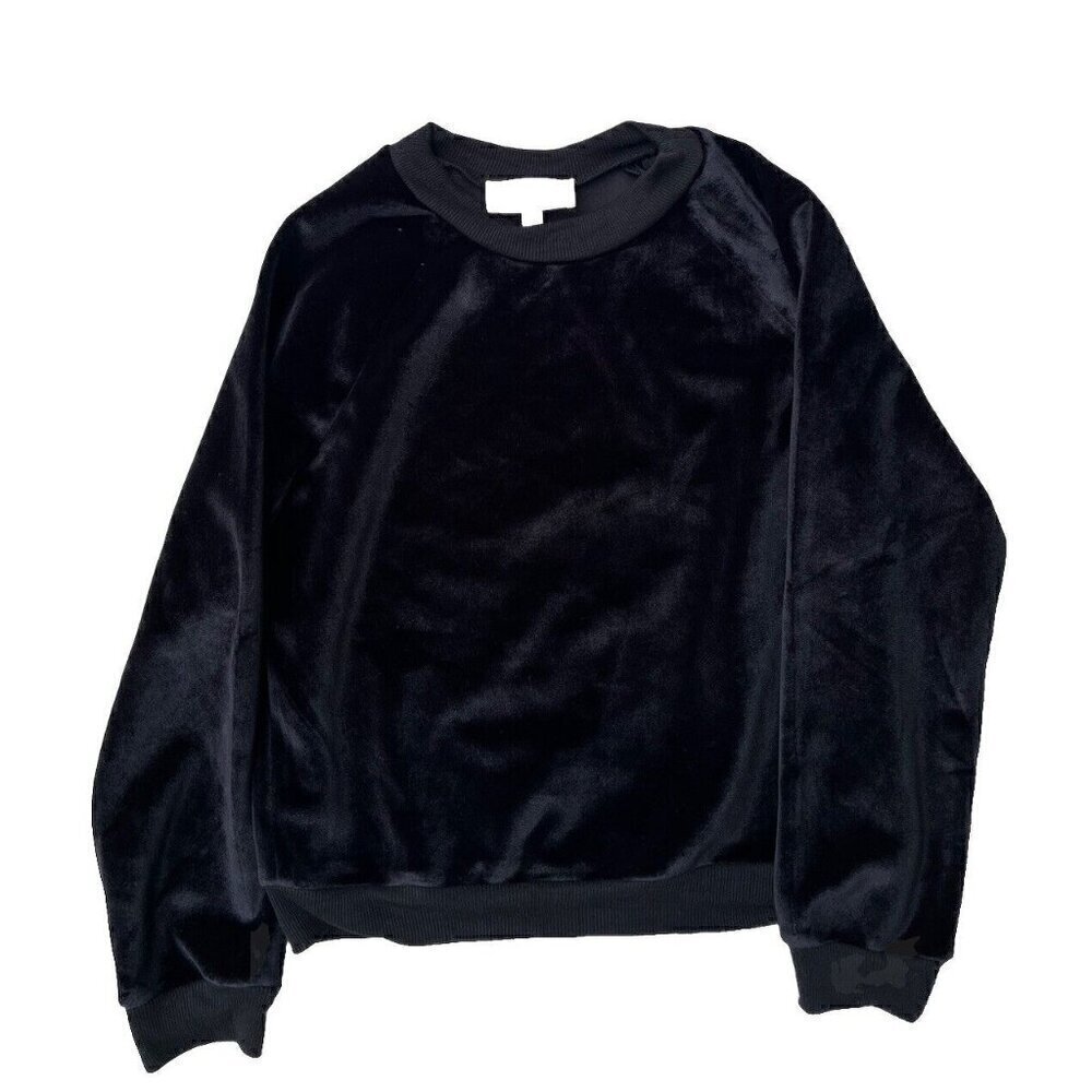Nasty Gal J.O.A. Womens Black Velvet Plush Little Baby Raglan Sweater Size S - Picture 5 of 16